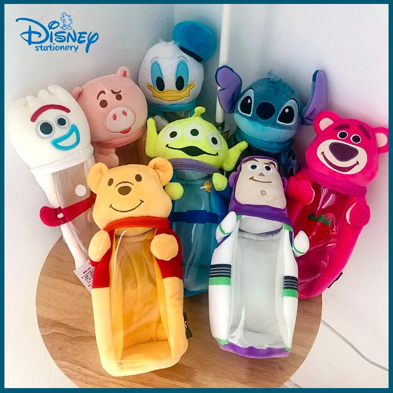 

Плюшевый карандаш Disney, держатель для ручек, популярная прозрачная сумка для хранения ститча для мальчиков и девочек, подарок, школьные и офисные канцтовары, милая сумка для ручек