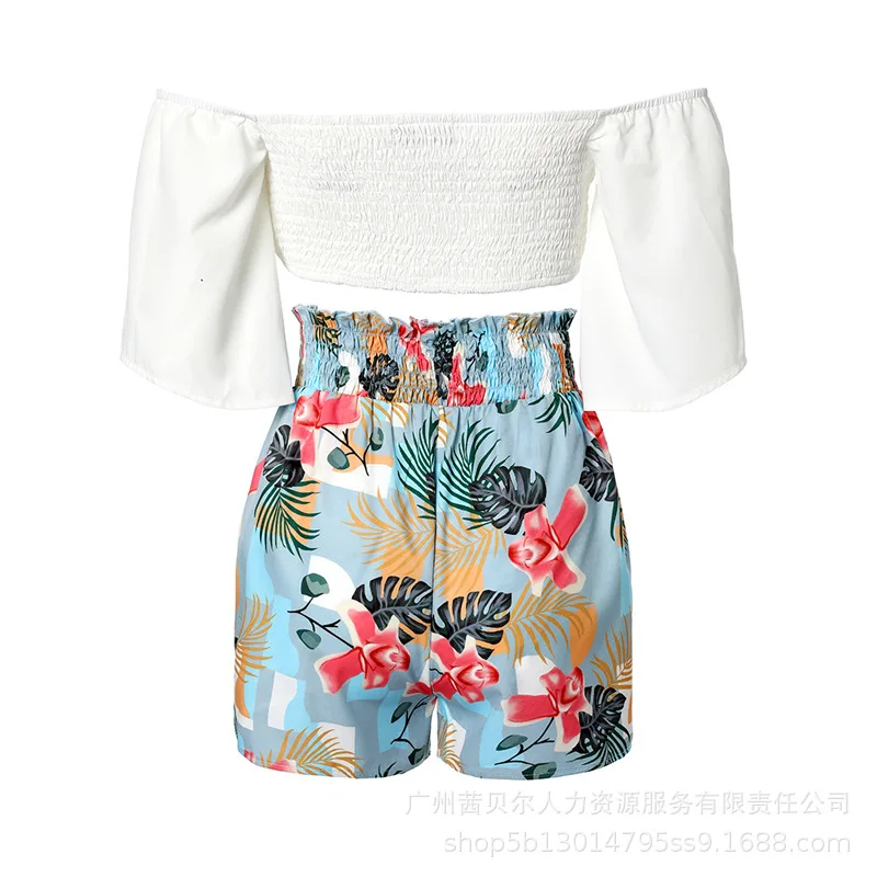 Женский модный белый повседневный костюм однотонный топ и короткие комплекты из