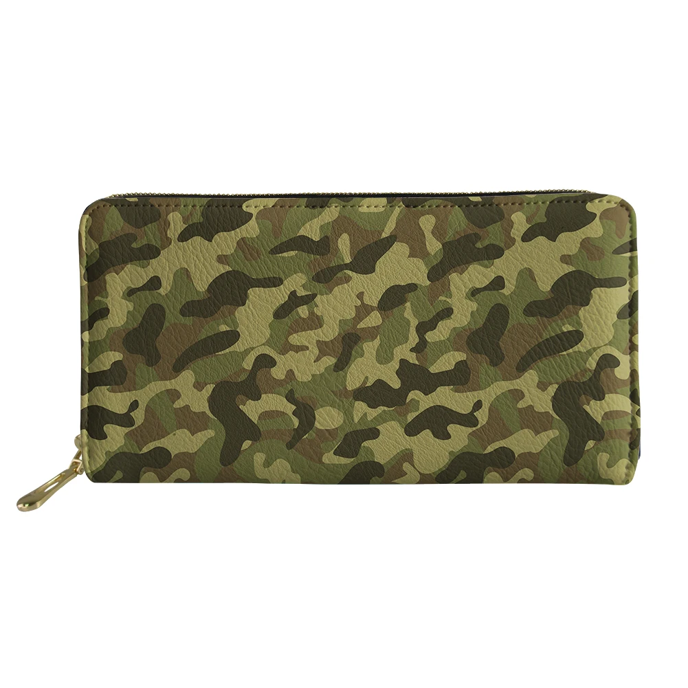 Classic Camouflage Print Long Wallet Customized Teenager Zipper Card Clip Bag Interior Slot Pocket  Portomonee Unisex Decoration