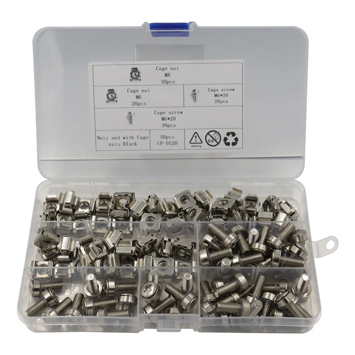 

50 шт. стальной с цинковым плавающим гайковертом, эластичный корпус, Зажимная гайка с винтом M6 * 20