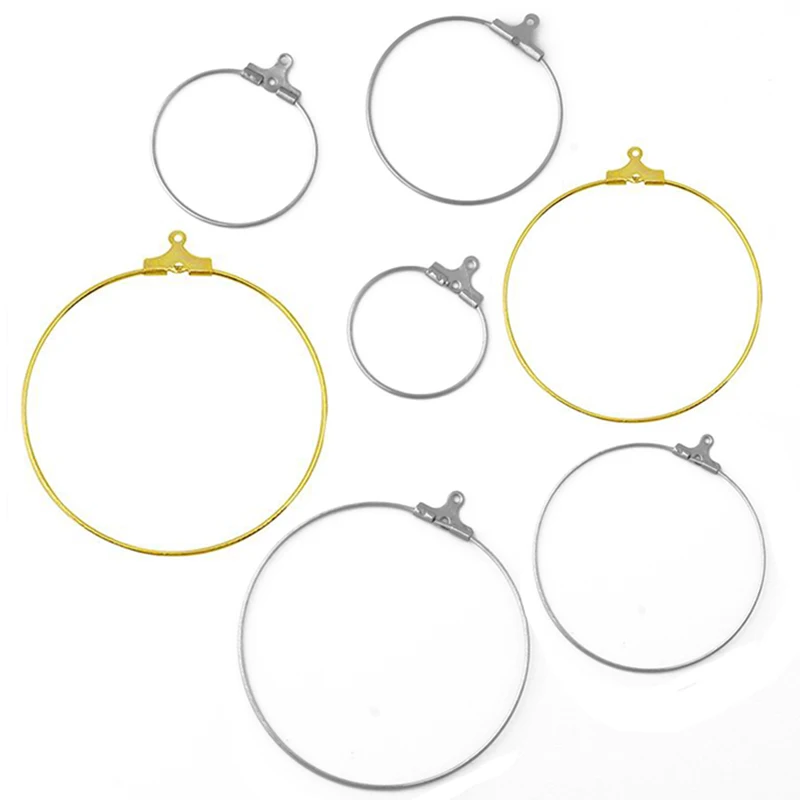 

30pcs 20 25 45mm Big Round Hoop Earrings Circle Classic Fashion Iron Ear Wires Hooks For DIY Jewelry Making Findings Material