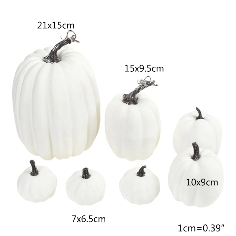 

Q9QF 7pcs Artificial Pumpkins Fake Simulation Pumpkin Halloween Thanksgiving Decor