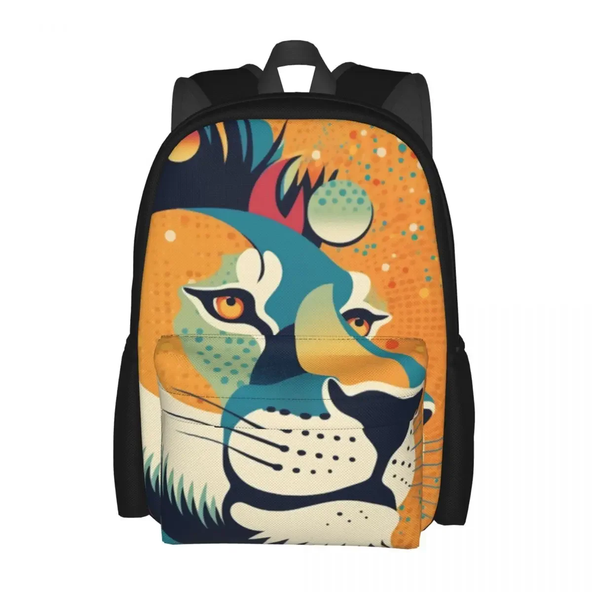 

Lion Backpack Retro Multicolored Unisex Polyester Outdoor Backpacks Print Stylish High School Bags Rucksack