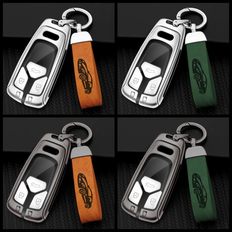 

Galvanized Alloy Leather Car Smart Key Cover Case Shell For Audi A6 A5 Q7 S4 A4 S5 B9 A4L 4m TT RS 8S 2016 2017 2018 Accessories