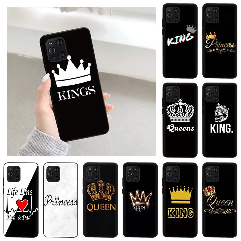 Queen King Crown Black Phone Case For OPPO A53 A74 A16 A15 A9 A5 A54 A93 A31 A52 A17 A96 A57 Reno8 Pixel 7 6 6a 5 5a 4 a 3 Cover