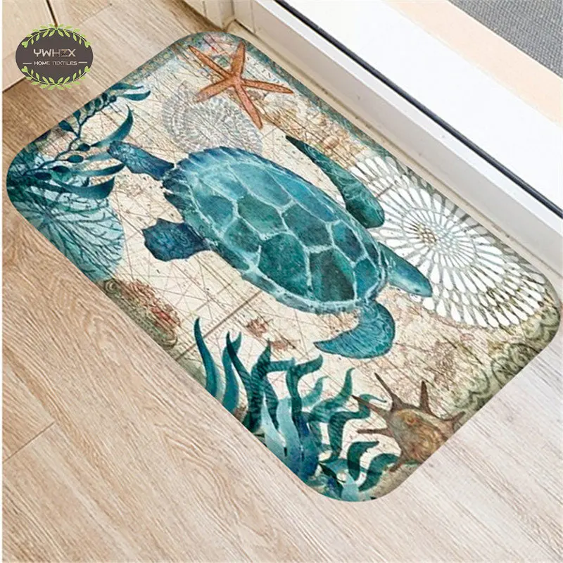 

Ocean Animal Pattern Carpet Sea Turtle Octopus Decor Kitchen Mats Anti-Slip Indoor Floor Bathroom Entrance Door Hallway Rugs