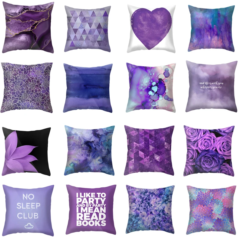 

Abstract Blue and Purple Polyester Pillow Case Throw Pillow Home Office Decoration Throw Pillow Bedroom Sofa Car Cushion Cover