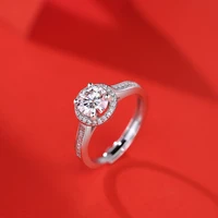 2022 tkj 100 s925 real silver ring platinum plated moissanite round bag ring temperament womens ring live mouth adjustable