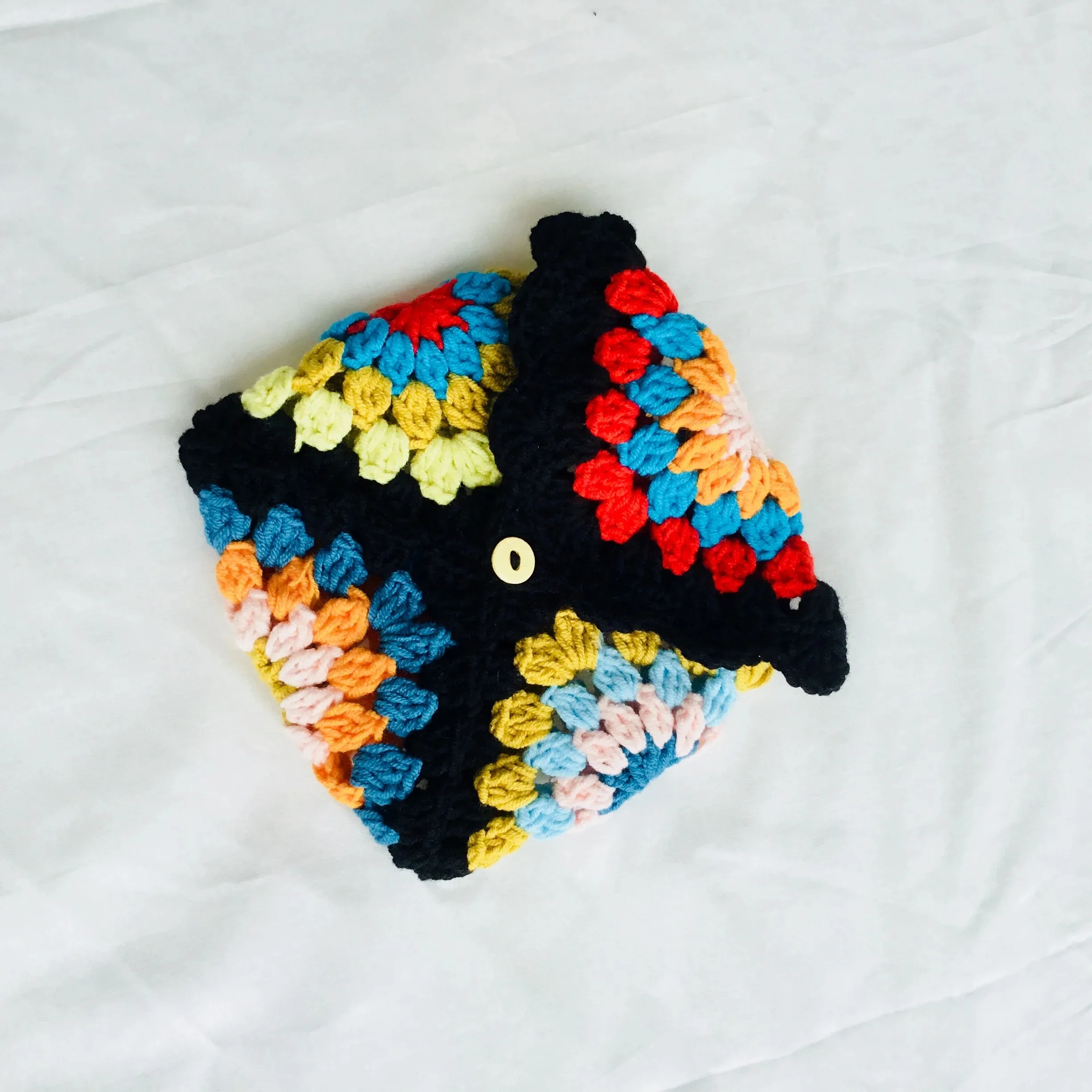 Оригинальный Черный Вязаный Женский Кошелек Красочный Цветочный Дизайн