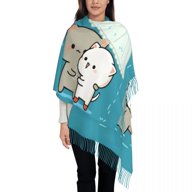 

Custom Printed Mochi Cat Peach And Goma Scarf Women Men Winter Fall Warm Scarves Shawls Wraps