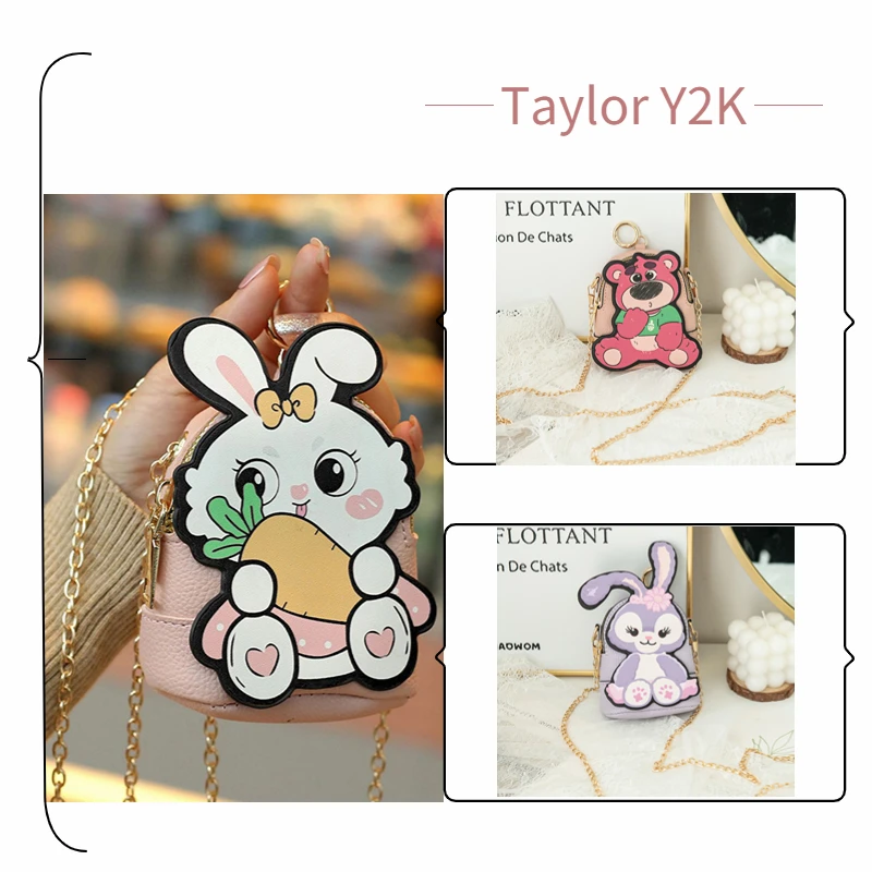 

Kawaii Strawberry Bear Crossbody Bag Anime Figure Stellalou Handbag Fashionable Ins Style Mini Phone Change Bag Y2K Sweet Girl