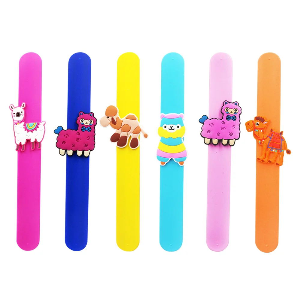 

6pcs Children Slap Bracelet Alpaca Wristbands Decoration Kids Silicone Bracelet for Gifts Birthday Party and School Rewards