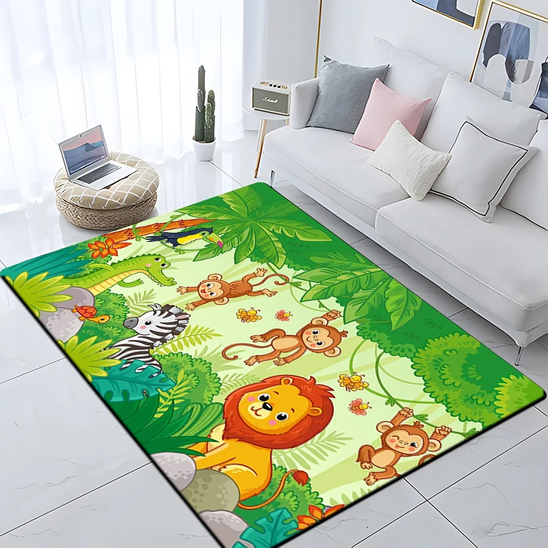 

3D Cute Jungle Animal cartoon printed area carpet for children Living room Bedroom floor mat Kitchen mat Children's Bedroom Mat