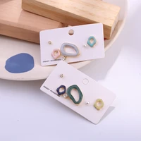 6 pcsset sweet glaze enamel geometric stud earrings set for women girl cute colorful boho cute boucle doreille jewelry