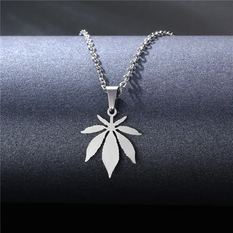 

Stainless Steel Necklace For Women Man Maple Leaf Choker Pendant Chain Necklaces Engagement Jewelry Korean Fashion 2022 Newest