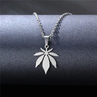stainless steel necklace for women man maple leaf choker pendant chain necklaces engagement jewelry korean fashion 2022 newest