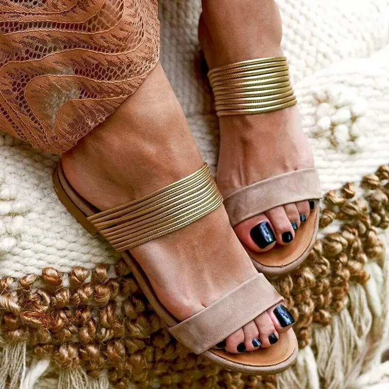 

Women's Slipper 2022 Rome Shoes Fashion Woman Flat Sandals Gladiator Non-slip Ladies Shoes Casual Beach Slides Female Footwear