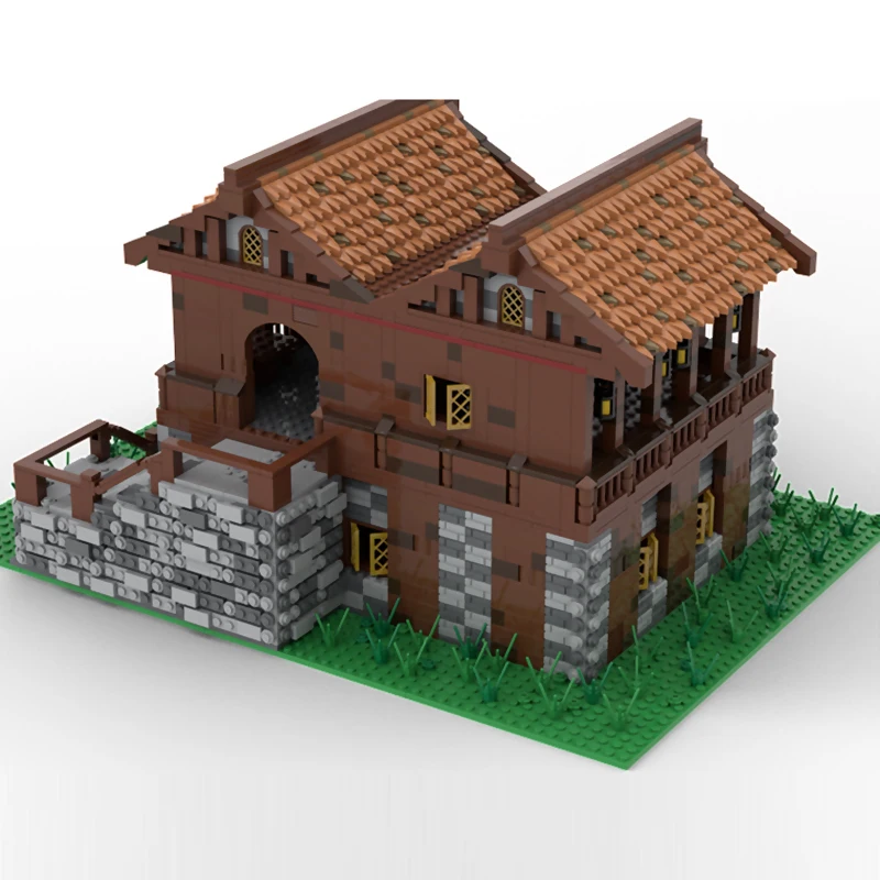 Средневековый замок, модель MOC, строительные кирпичи, деревенское 2-этажное кафе, модульная технология, детские праздничные подарки, сборка игрушек, костюм (art.: 3920d2d01fbf1) - 3920d2d01fbf1