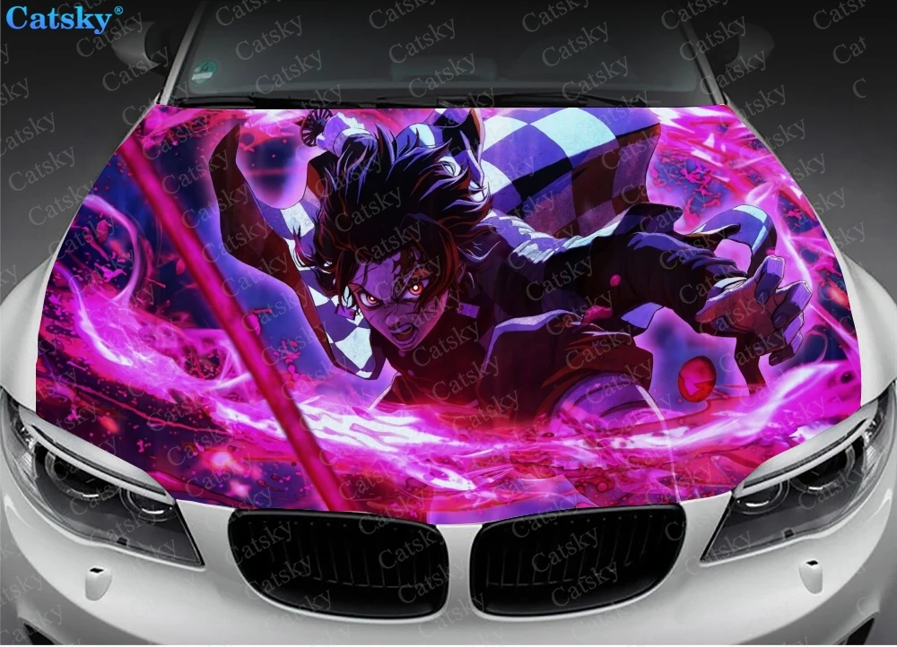 

Ghost Killing Blade Demon Slayer Anime Car Floor Mats,Car hood wrap lion decal, bonnet vinyl sticker, full color graphic decal