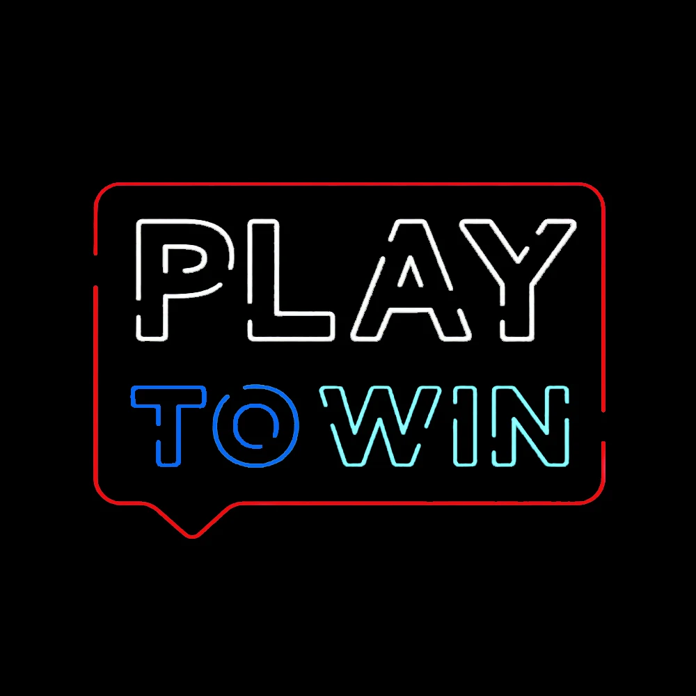 

PLAY TO WIN Gambling Slogan Casino Neon Sign Lamp Custom Handmade Real Glass Tube Bar Deco Advertise Display Light Gift 24"X20"