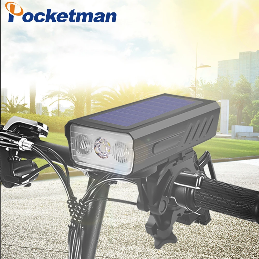 

Solar Charging Built in Battery Bike Light Waterpoof Outdoor Sports MTB Lamp Headlamp Ultralight Flashlight Bicycle Light