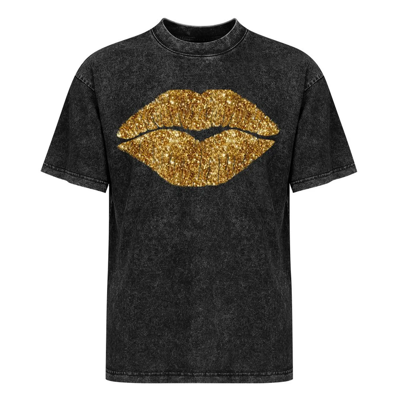 Футболка с губами карата-поцелуем золотой помадой новые подарки и футболки