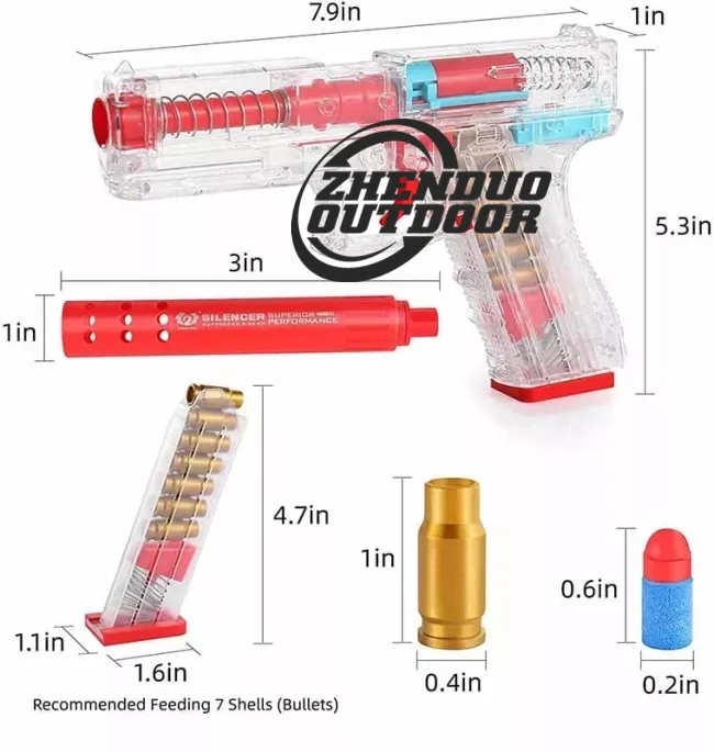 

ZHENDUO OUTDOOR Transparent Shell Ejecting Glock Dart Blaster Nerf Blaster