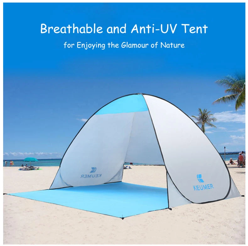 

Automatic Beach Tent Shelters Camping Uv Protection Pop Up Tent Sun Shade Awning Travel Camping Sunshade Shelter with Gauze