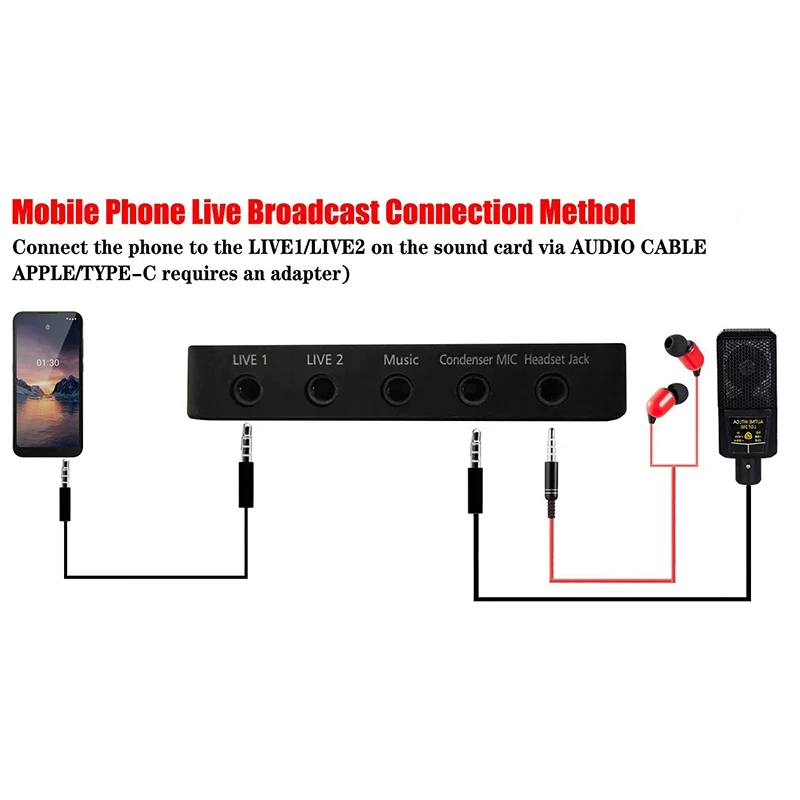 Звуковая карта в реальном времени голосовой преобразователь с мини-микрофоном