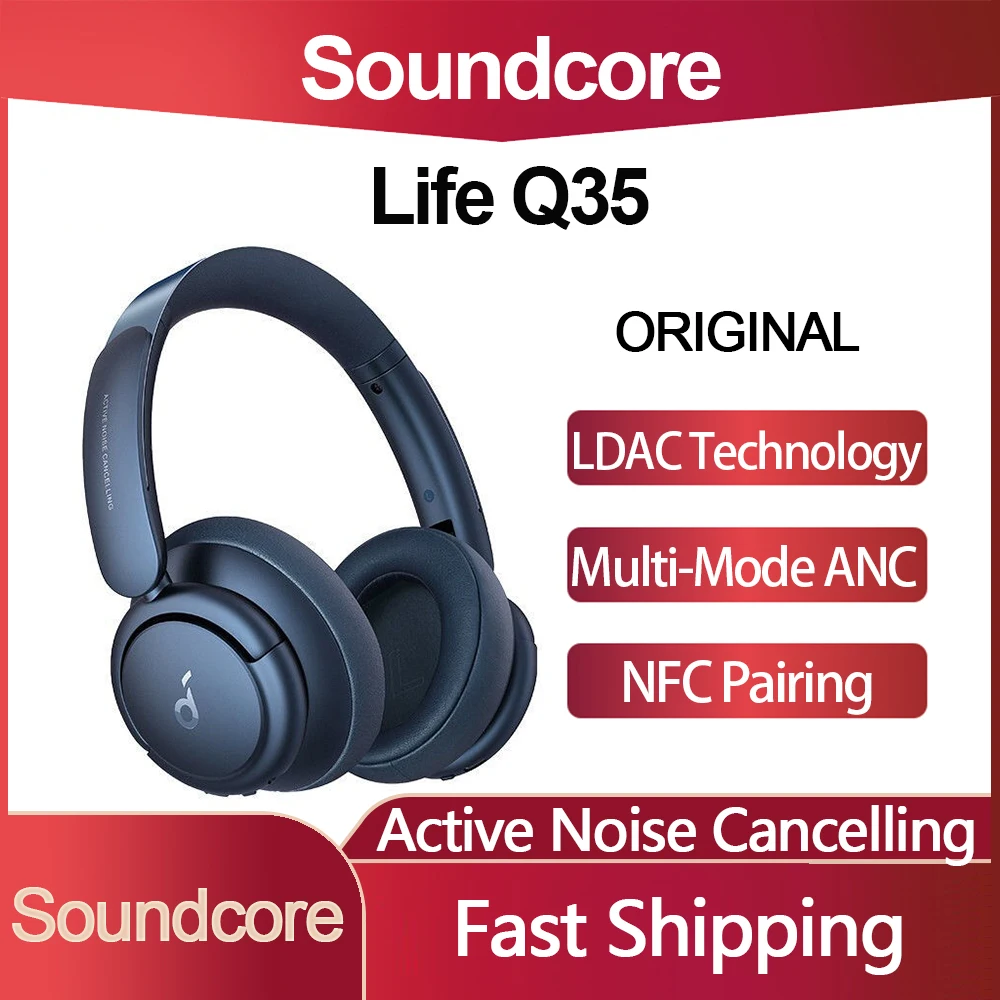 

Беспроводная гарнитура Soundcore Life Q35, Bluetooth наушники с активным шумоподавлением, длительное время работы, LDAC