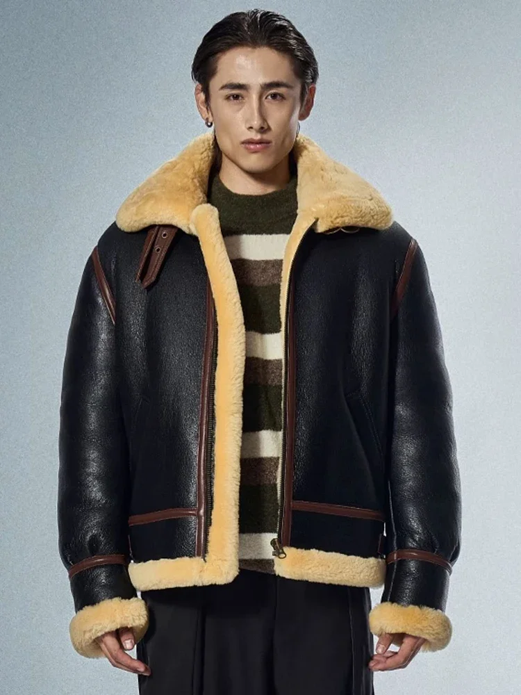 Роскошная мужская куртка из овечьей шерсти мериноса новинка 2024 утолщенные