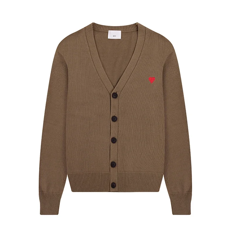 Новинка 2024 мужской кардиган с V-образным вырезом однотонный вязаный свитер