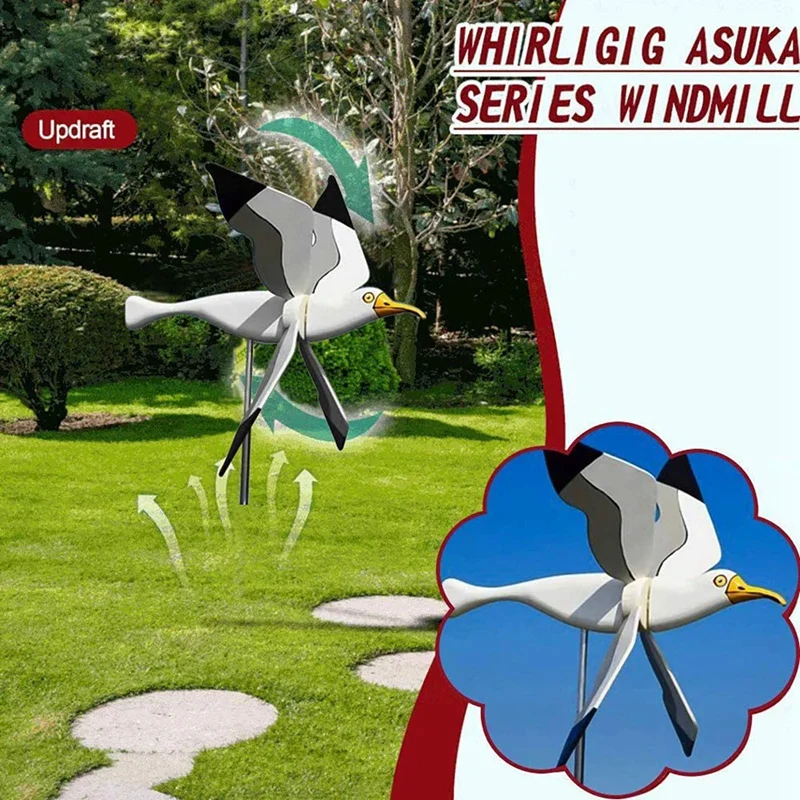 

Ветряная мельница в виде чайки Asuka, новая Летающая железная ветряная мельница, детские игрушки в виде попугаев и чайки, простая в использовании белая пневматическая верхняя часть