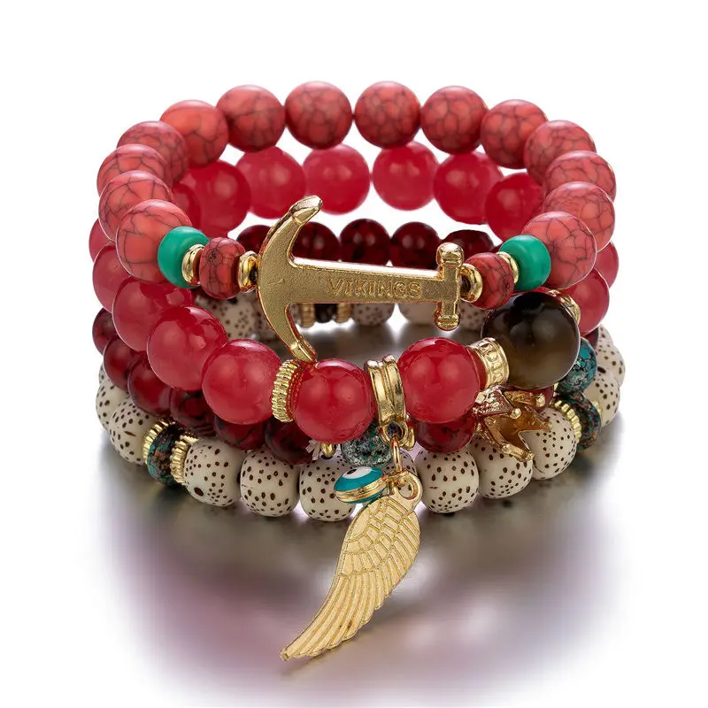 

The New 2022 Bohemian Folk Style Multi-layer Bracelet Boat Anchor Wings Crown Hand String