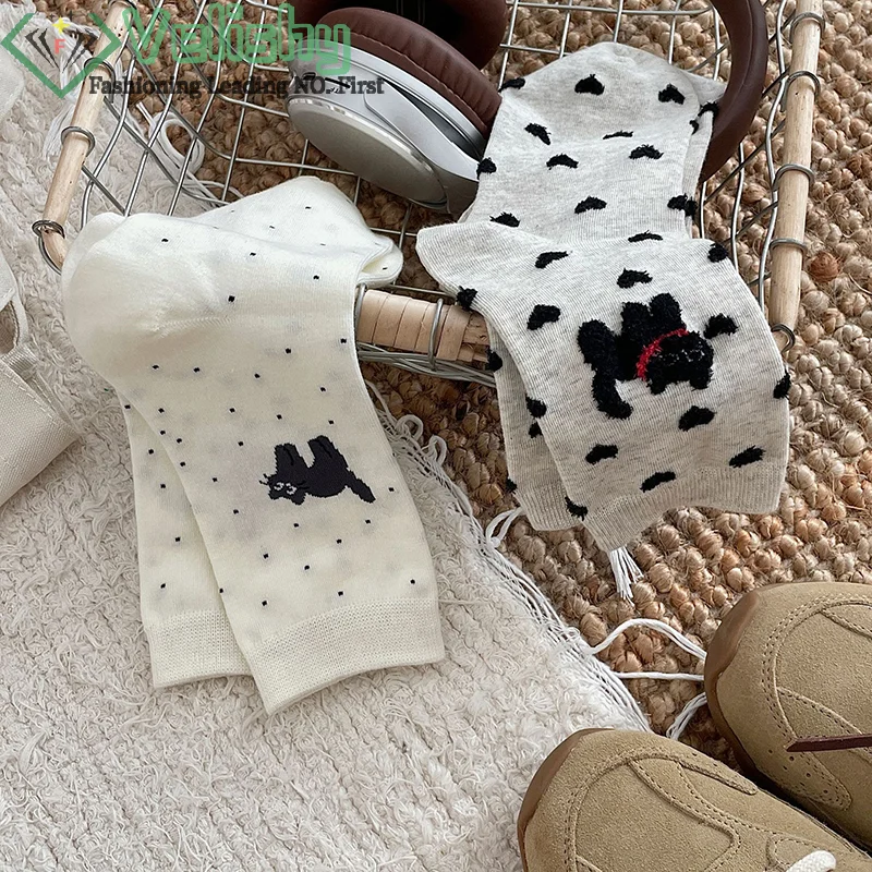 Женские хлопковые носки с рисунком животных Kawaii милый кот удобные женские