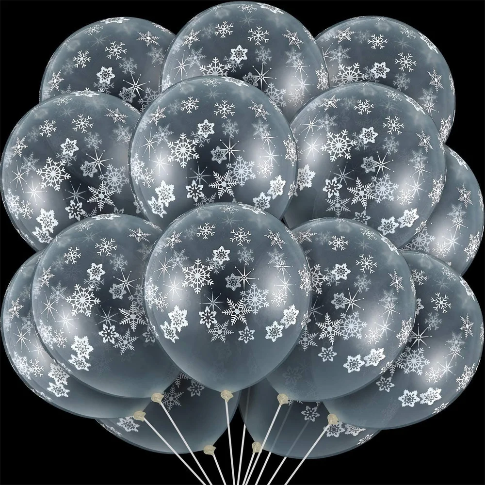 

10pcs 12inch Transparent Snowflake Latex Balloons Frozen Christmas Party Winter Theme Ballons Baby Shower Birthday Party Decors