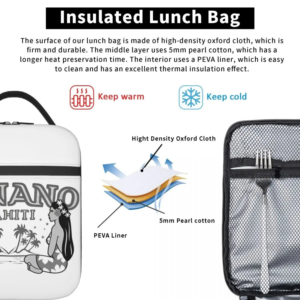 Изолированная сумка для ланча Hinano с логотипом пива Таити сумка-холодильник