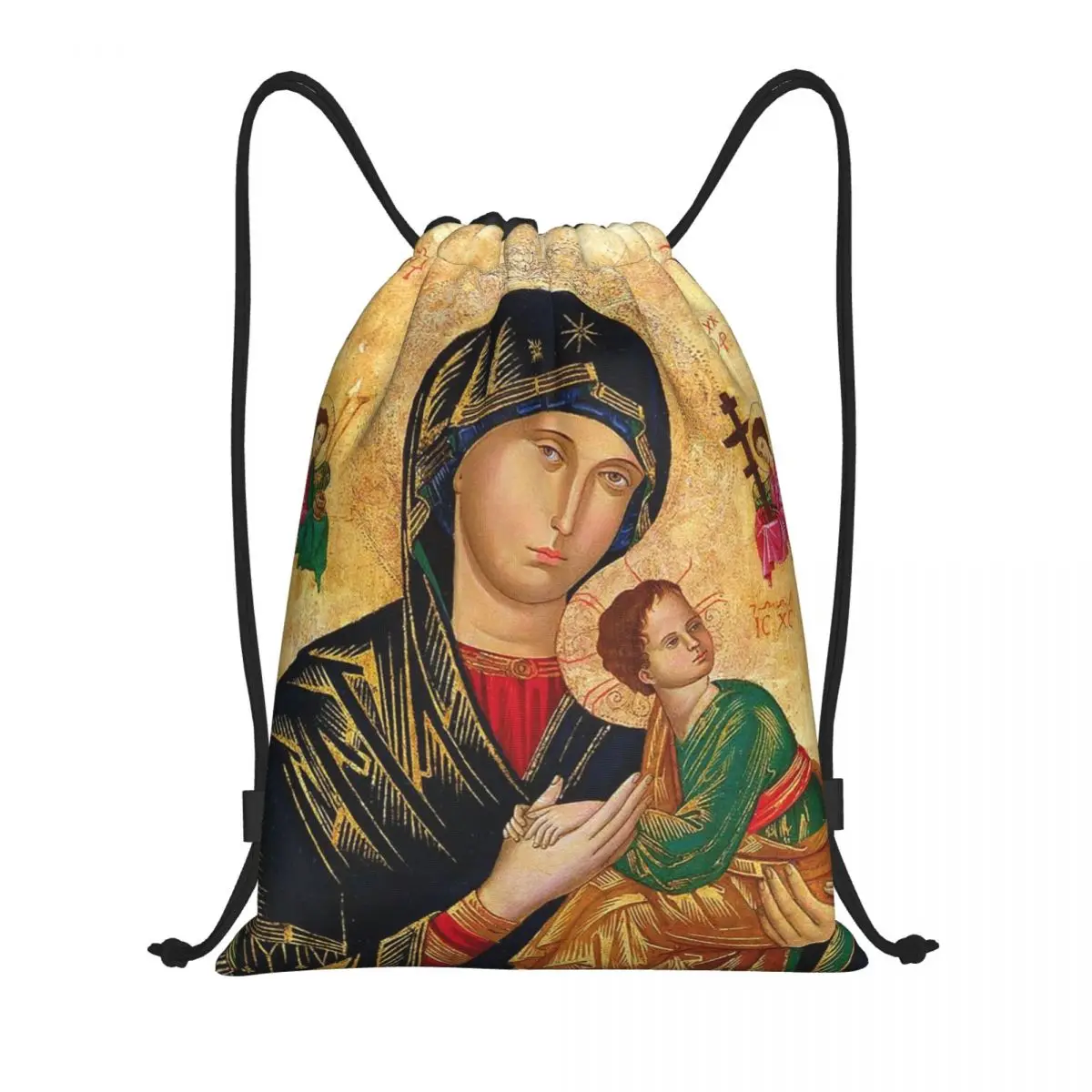 

Сумки с вечным шнурком для покупок, рюкзаки для йоги, мужские спортивные рюкзаки в римском, Католическом стиле Девы Марии для спортзала