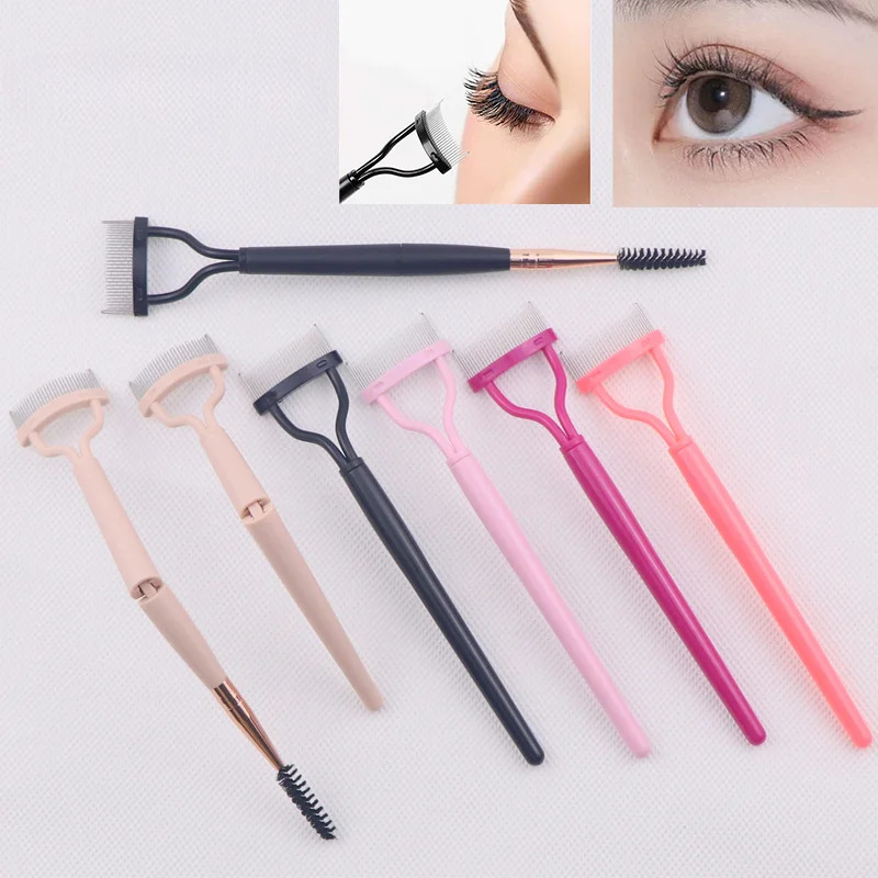 

Stainless Steel Needle Foldable Eyebrow Comb Eyelashes Plastic Handle Eyebrow Comb Eyelash Brush False Eyelash Comb Makeup Tools