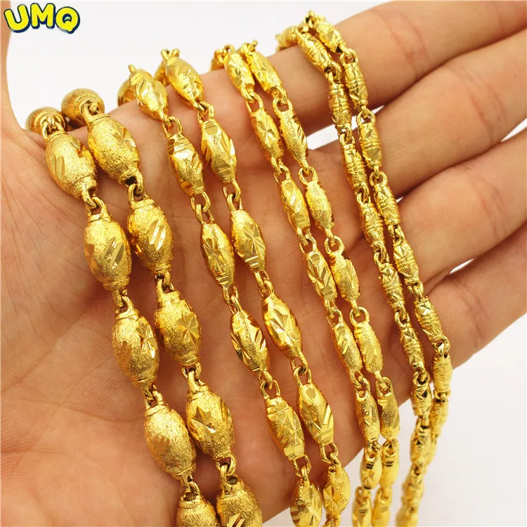 

Gold Plated Men's Euro Necklace Olive Bead Necklace New Vietnamese Gold Durable Jewelry Gift