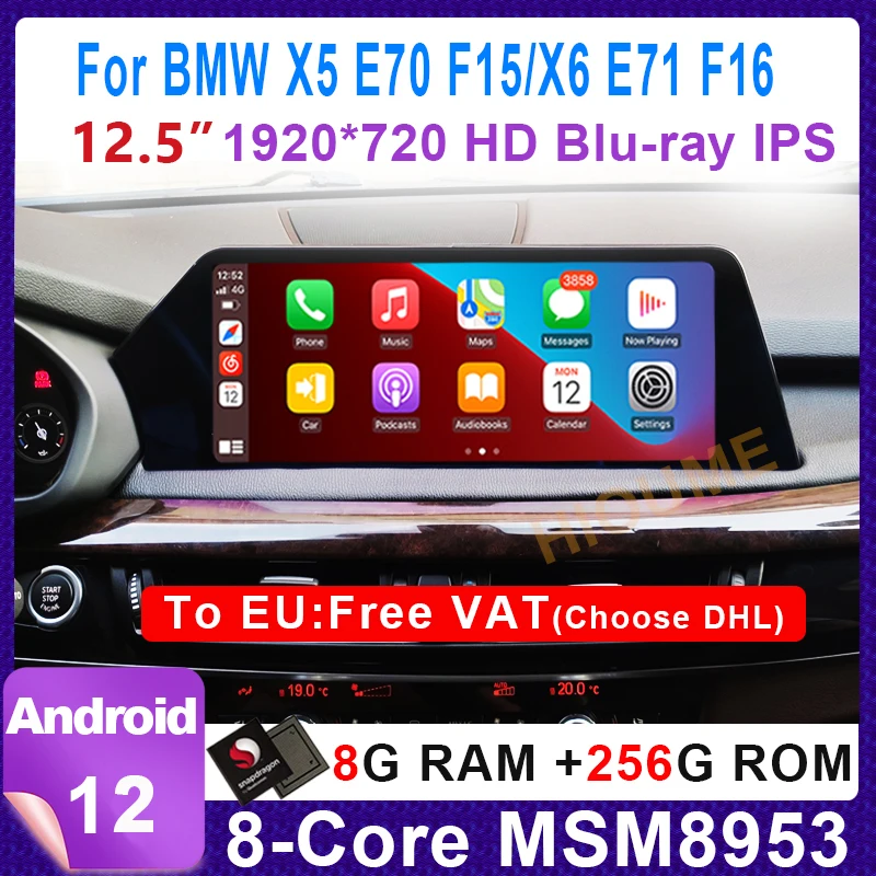 

Автомагнитола Snapdragon & MTK, 12,5 дюйма, Android 12, с GPS, для BMW X5 E70 F15 / X6 E71 F16 2007-20