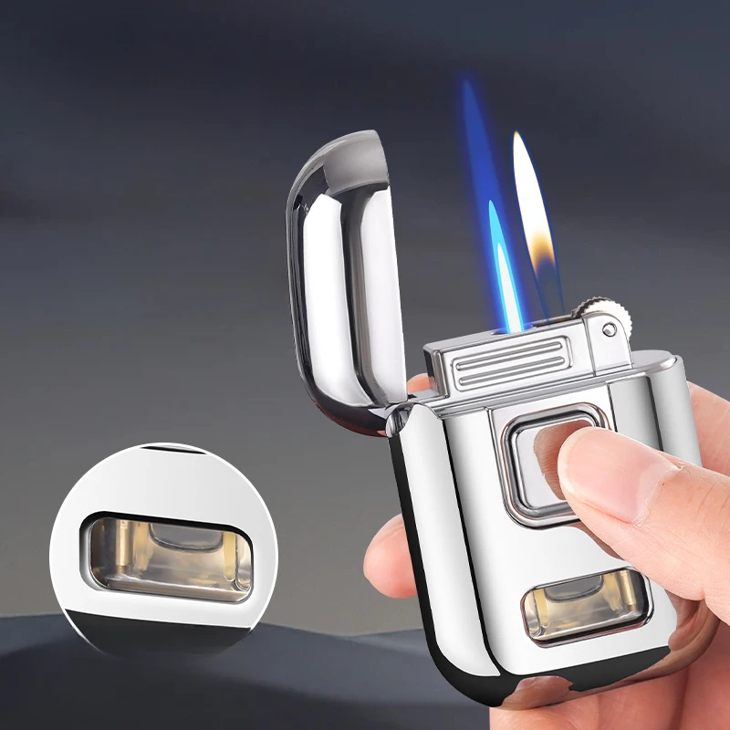 Факел два типа пламени газовая зажигалка для сигар мини-металлическая
