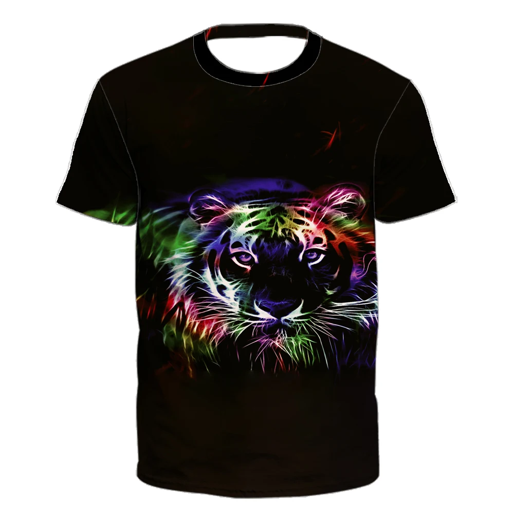 

2023 European fashion tiger style terror theme men's new summer T-shirt