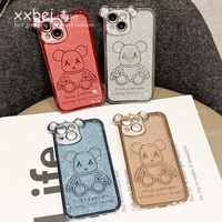 ins trend 3d glitter bear phone case for iphone 13 12 pro max 11 xs x xr 8 7 plus plating mild luxury back cover 2022 new