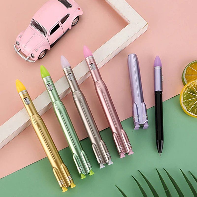 

Creative Rocket Missile Shaped Neutral Pen With Lamp Signature Pen For Student Luminous Rocket Neutral Pen Writing Stationery