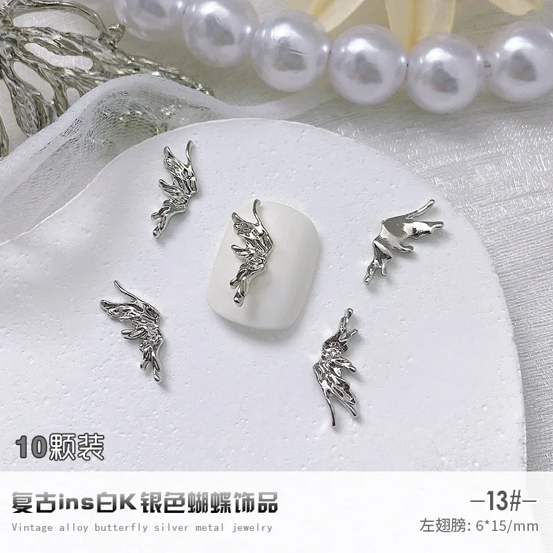1 пакет смешанных серебряных подвесок для ногтей 3d искусство в форме бабочки