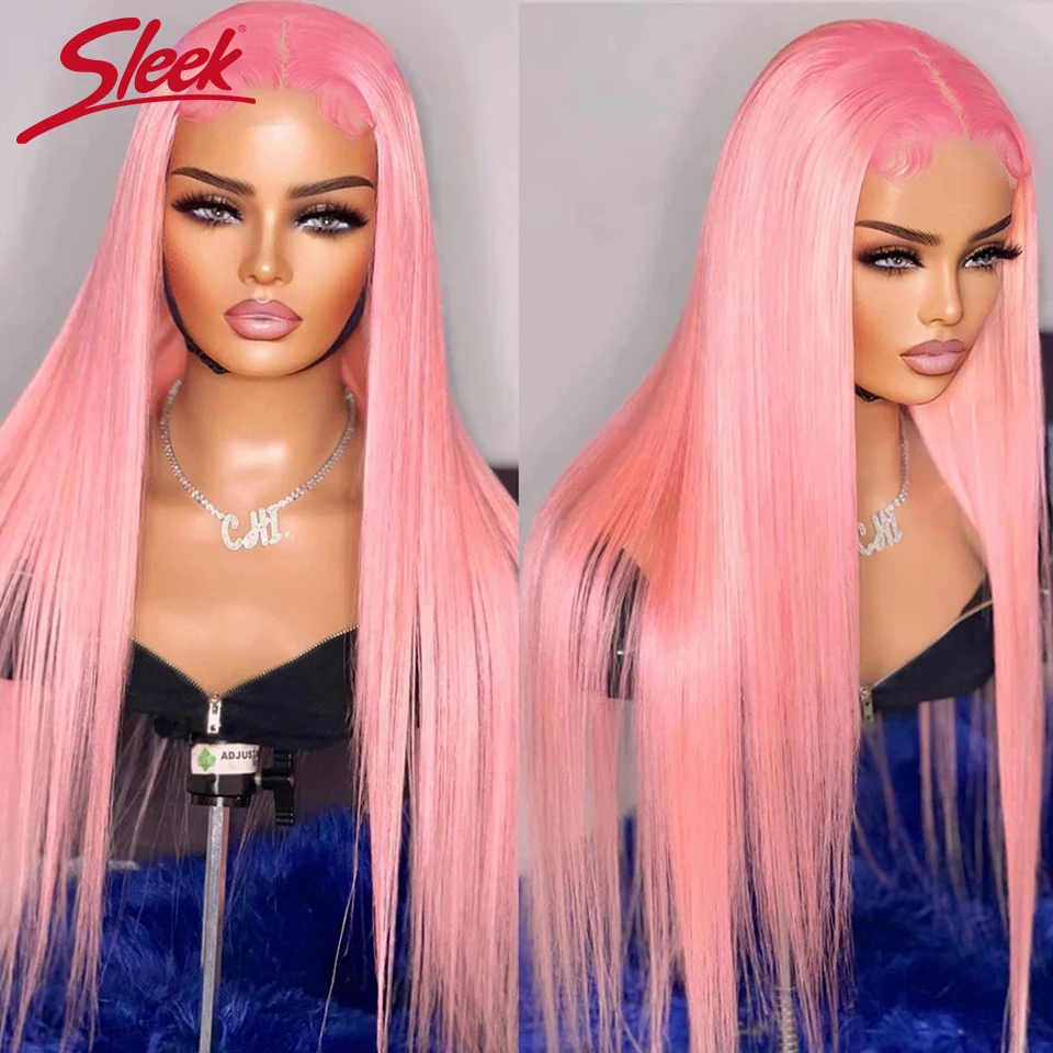 Sleek Pink Lace Wig Brazlian Silky Straight Lace Front Part Wigs For Women And Natural Remy Orange Human Hair T Lace Part Wig