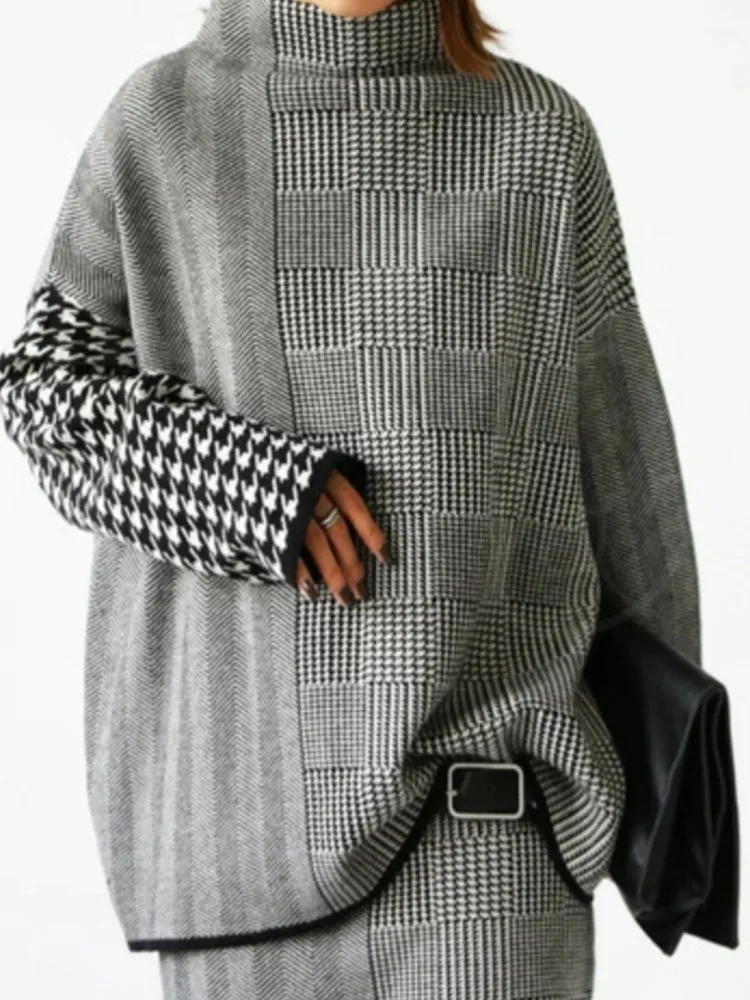 Осень-зима комплект из двух предметов японский вязаный свитер с сеткой Тысяча