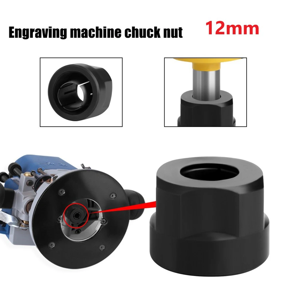 

Collet Chuck Nut Durable Handle High Strength Metal Milling Cutter Power Tools Accessories Black Electric Router