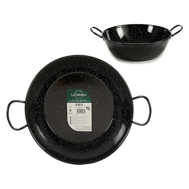 Deep Pan with Handles Black Enamelled Steel (32 5 x 12 42 cm) | Дом и сад
